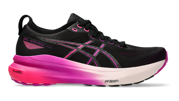 ASICS Women's Gel-Kayano 31 Running Shoes - D Width, Black/Magenta | Stability & Cushion for Road Running, Jogging, Gym Workouts