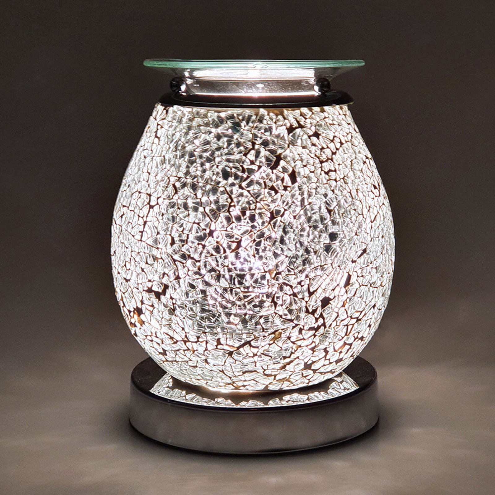 Premium Cello Electric Wax Warmer with Touch Mosaic Design in Silver - Perfect for Aromatherapy, Home Fragrance & Relaxation in Bedroom, Office or Spa