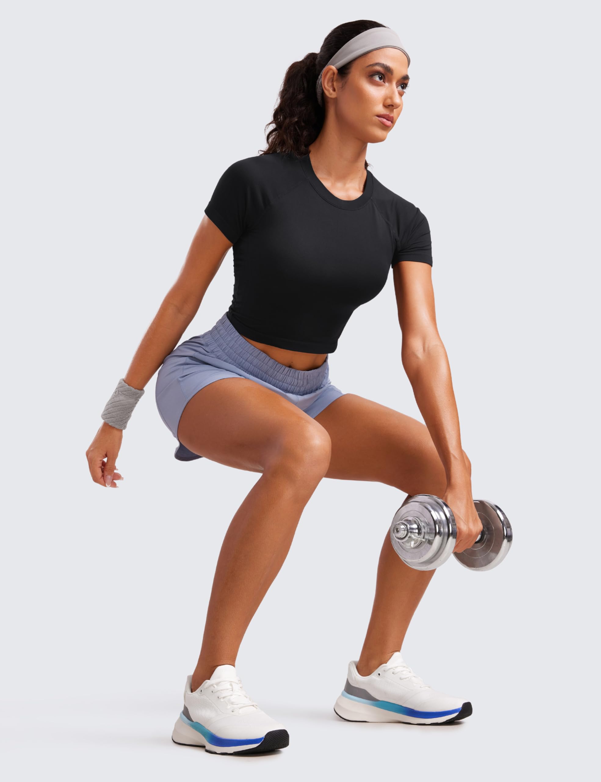 CRZ YOGA Women's Seamless Short Sleeve Crop Top - Breathable Slim Fit Workout Shirt for Yoga, Running & Gym - Athletic Basic Tee for Women - Perfect for Fitness, Training & Casual Wear
