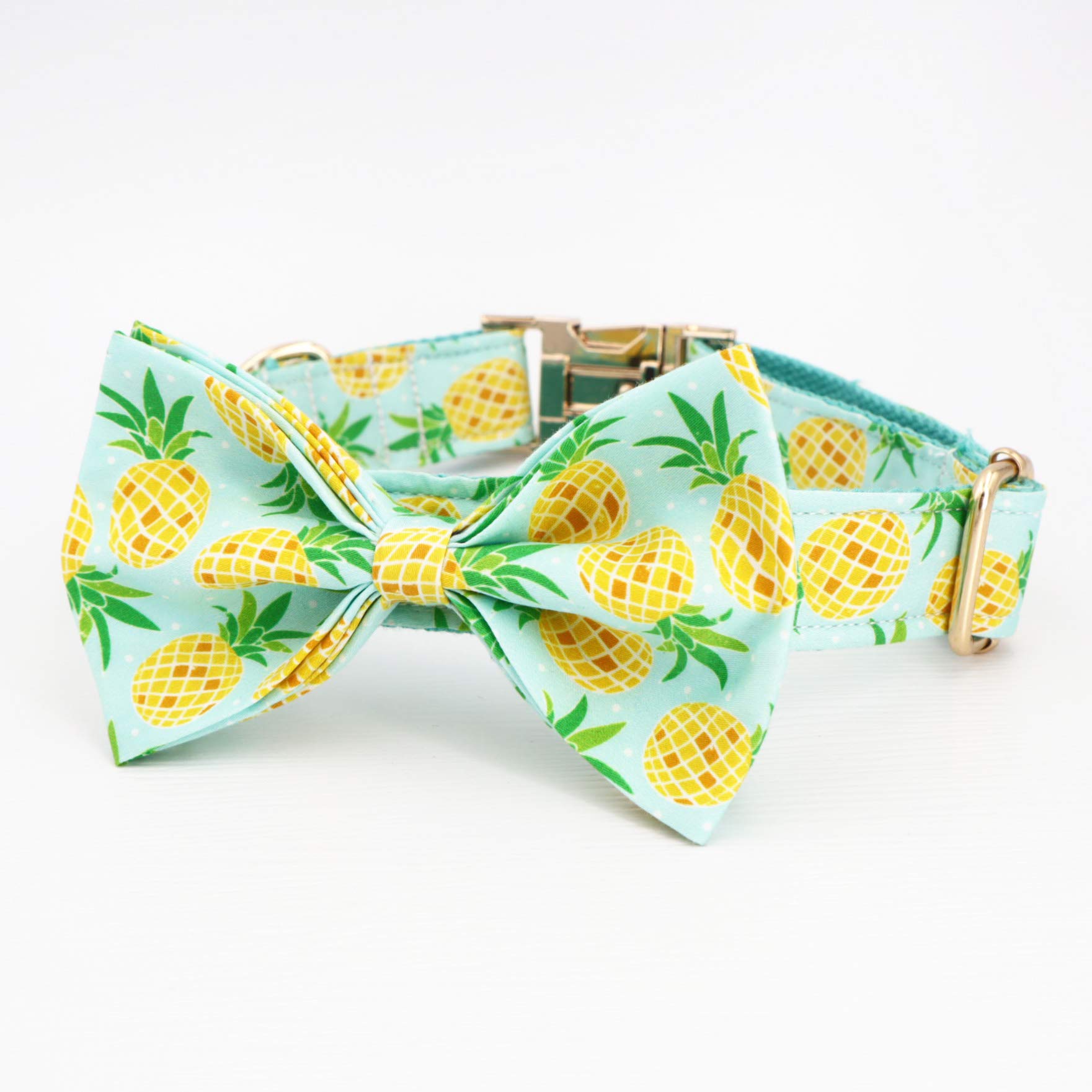 Pineapple Dog Collar with Bow - Adjustable Pet Collar for Small Dogs - Perfect for Weddings, Parties & Special Occasions