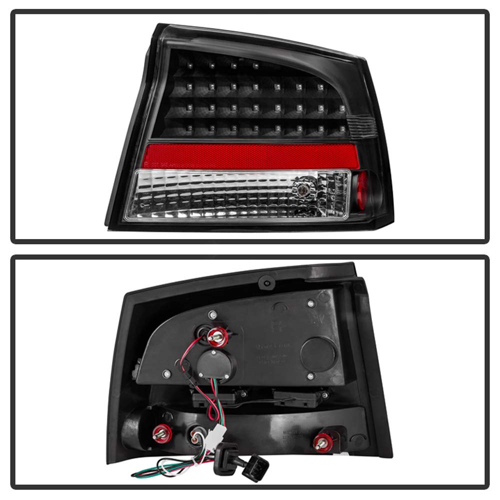 ACANII LED Tail Lights Brake Lamps Set for 2006-2008 Dodge Charger - Black Housing, Driver & Passenger Side Assembly - Upgrade Your Car's Style & Safety for Night Driving
