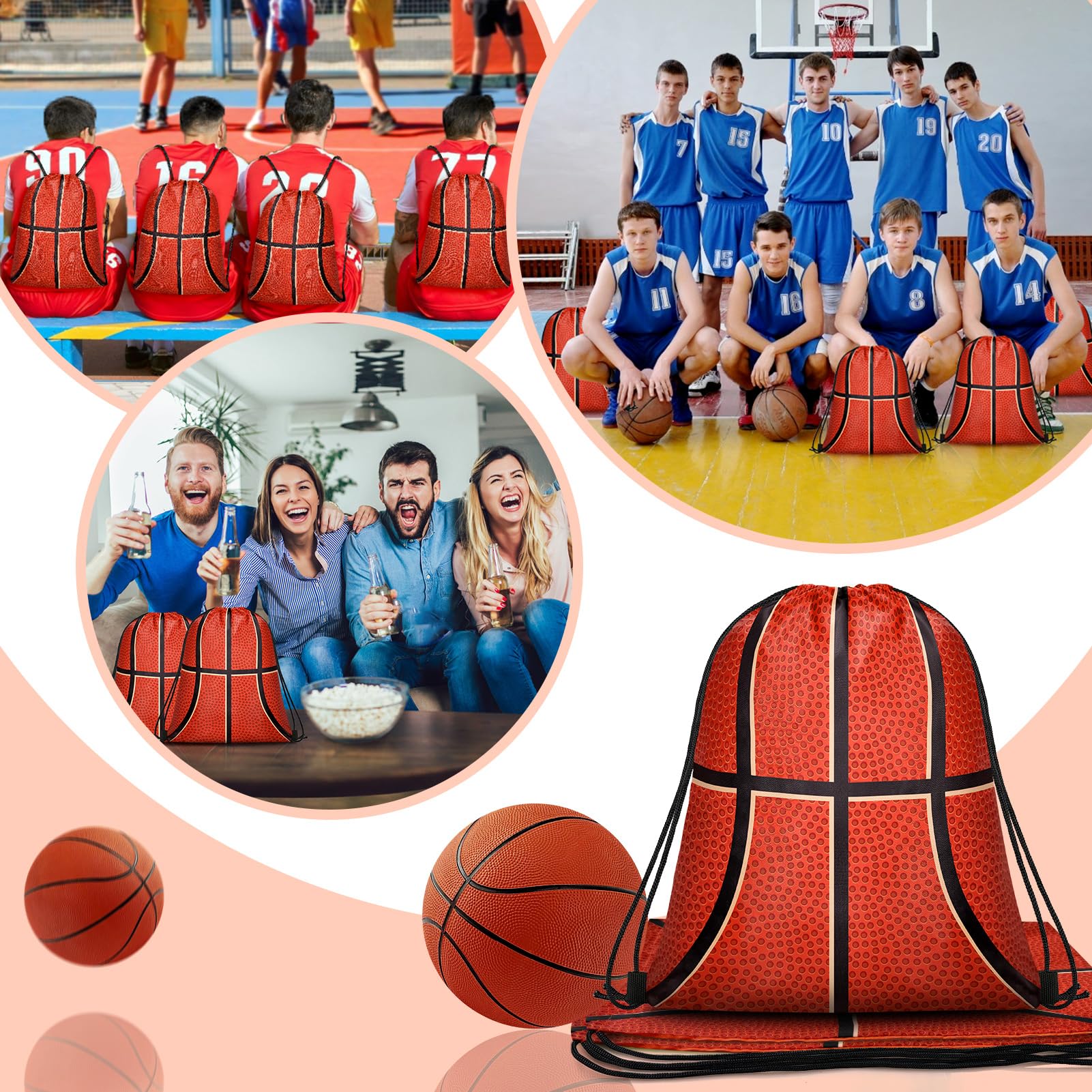 14 Pcs Sports Drawstring Bags for Baseball Basketball Football - Team Favor & Candy Bags