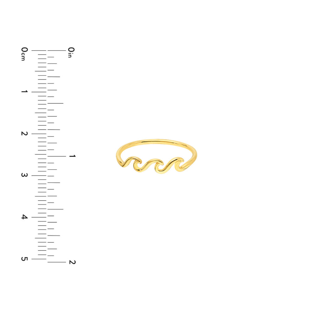 14K Gold Triple Wave Ring for Women - Elegant Stackable Dainty Ring - Perfect for Everyday Wear, Gift Giving & Special Occasions
