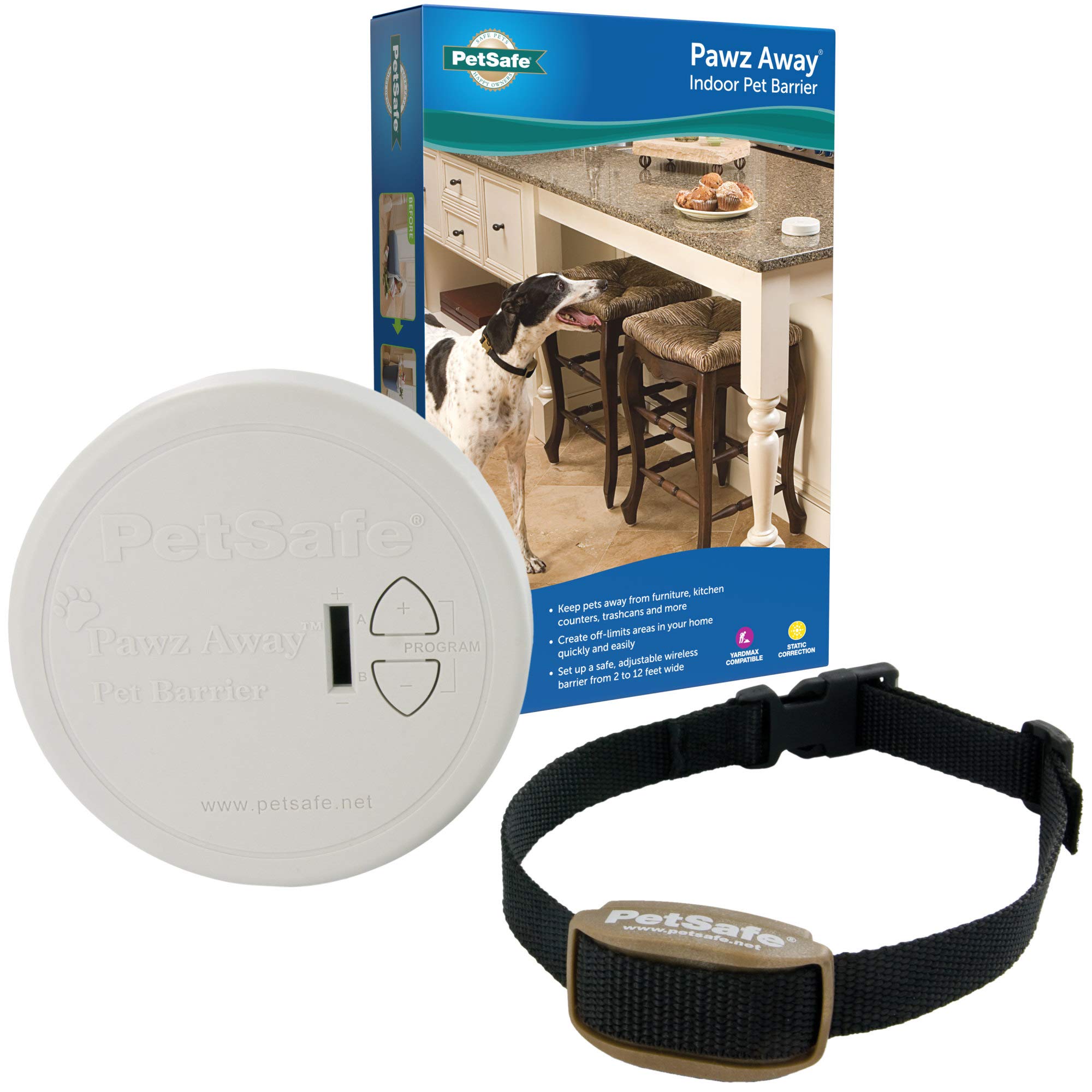 PetSafe Pawz Away Indoor Wireless Pet Barrier - Electric Training System for Dogs & Cats with Adjustable Receiver Collar | Keep Pets Away from Restricted Areas Like Furniture, Kitchens & Doorways