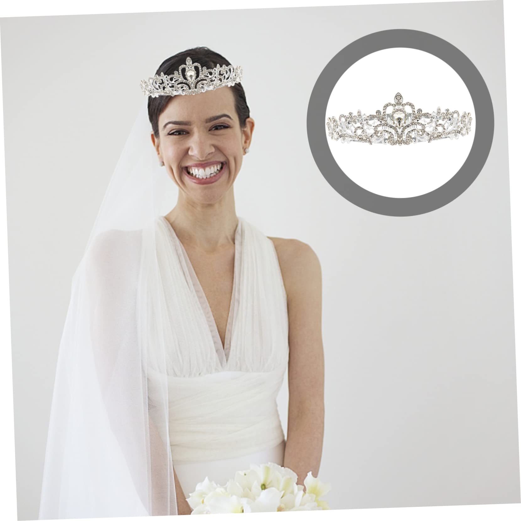 2 Pcs Rhinestone Crystal Crown Floral Headpiece - Wedding Tiara Hair Accessories for Bride, Flower Girl, Prom & Special Occasions