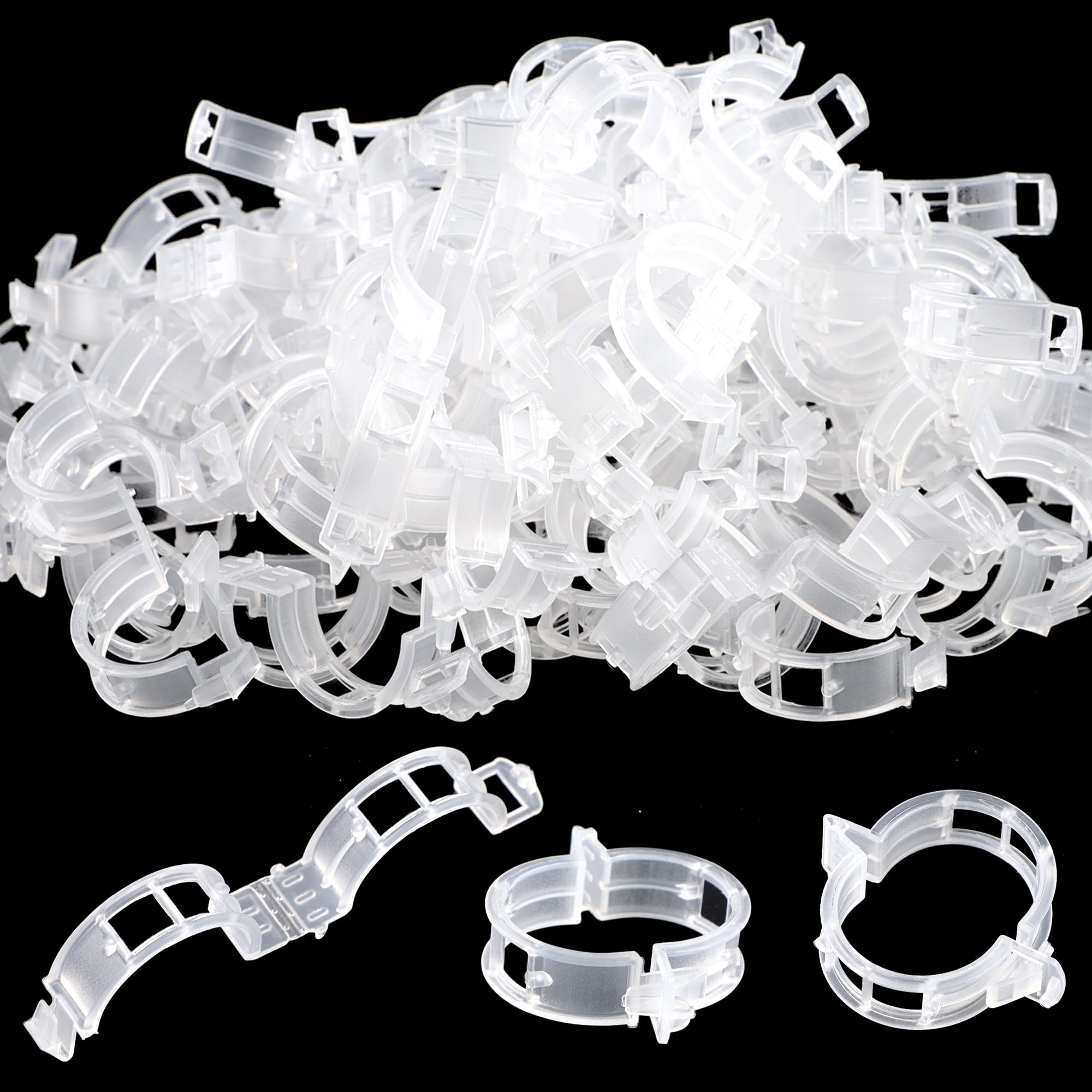 200 Pcs Clear Plastic Tomato Clips for String Trellis - Plant Support Clips for Climbing Plants, Tomato & Grape Vines - Ideal for Vertical Growth in Home Gardens & Greenhouses