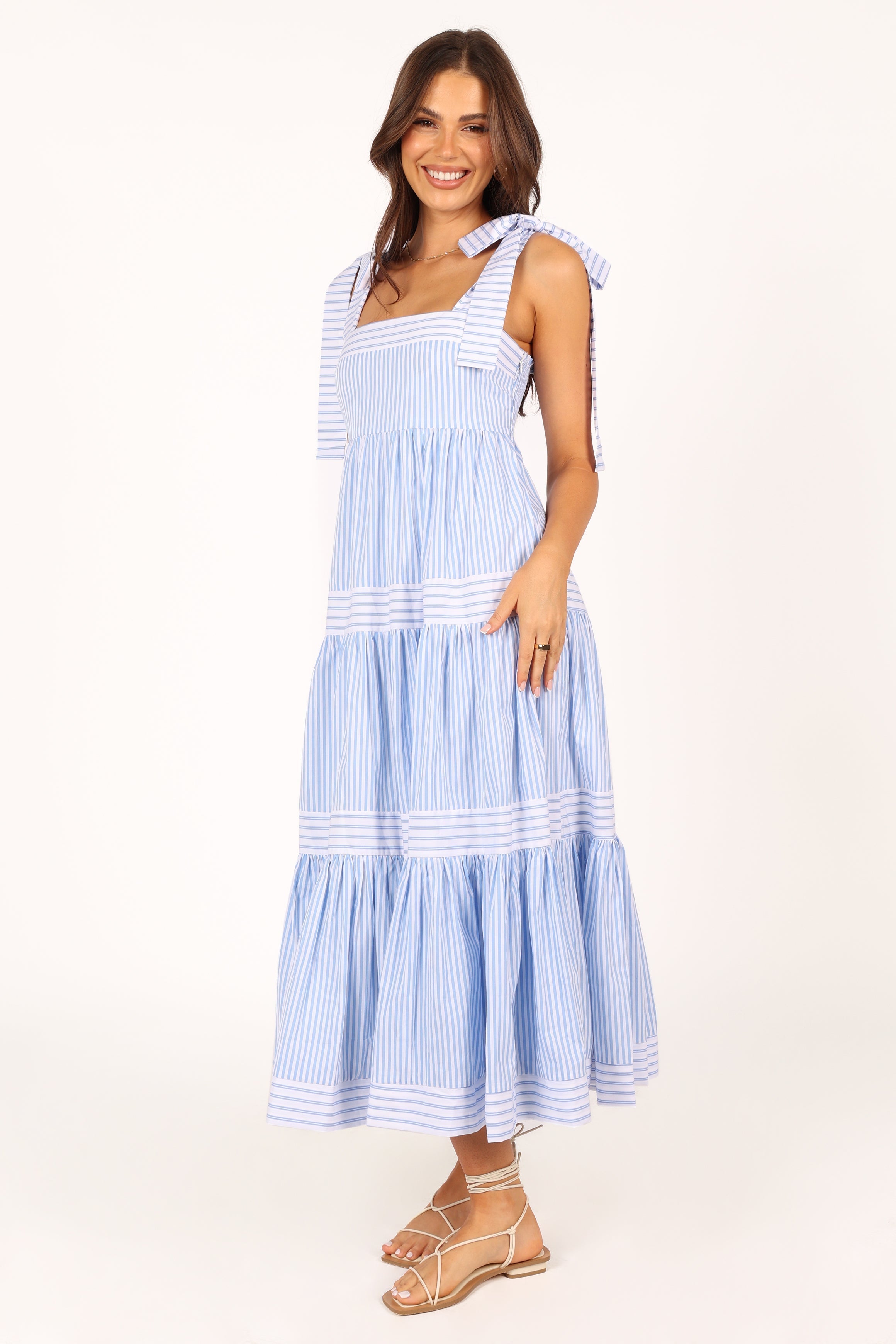 Bella Women's Maxi Dress - Blue Striped Flowy Summer Dress for Beach, Vacation & Casual Wear | Lightweight & Comfortable