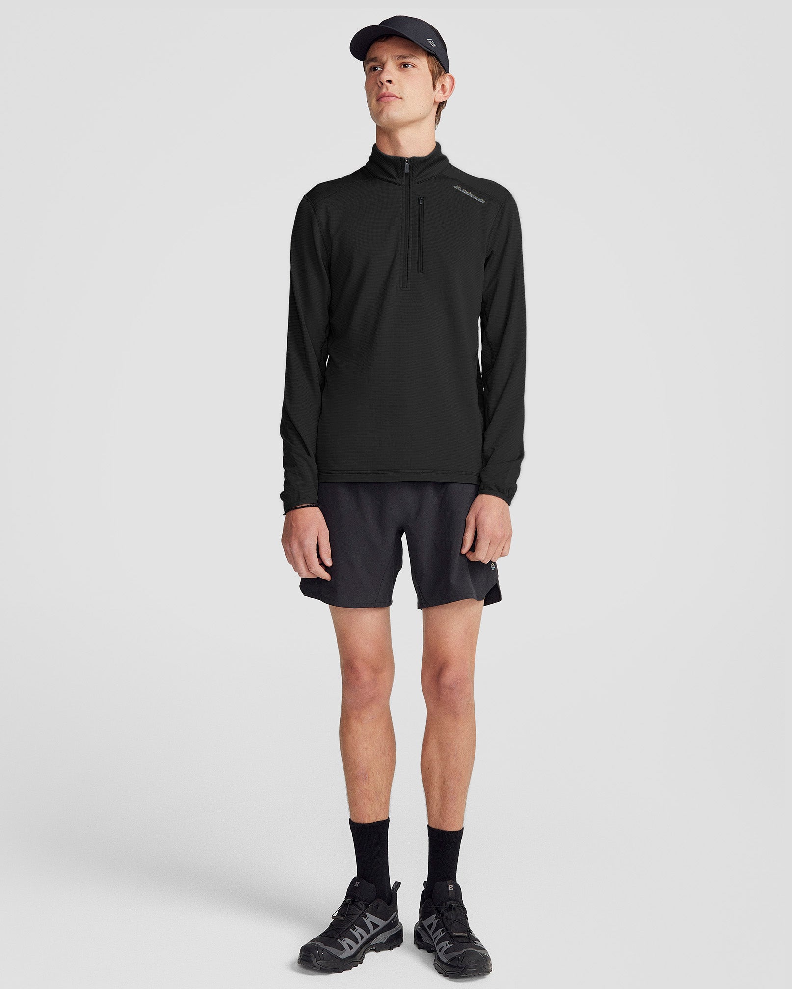 Men's Seeker Fleece Quarter Zip Pullover - Lightweight Thermal Jacket for Hiking & Outdoor Activities (Black Stingray)