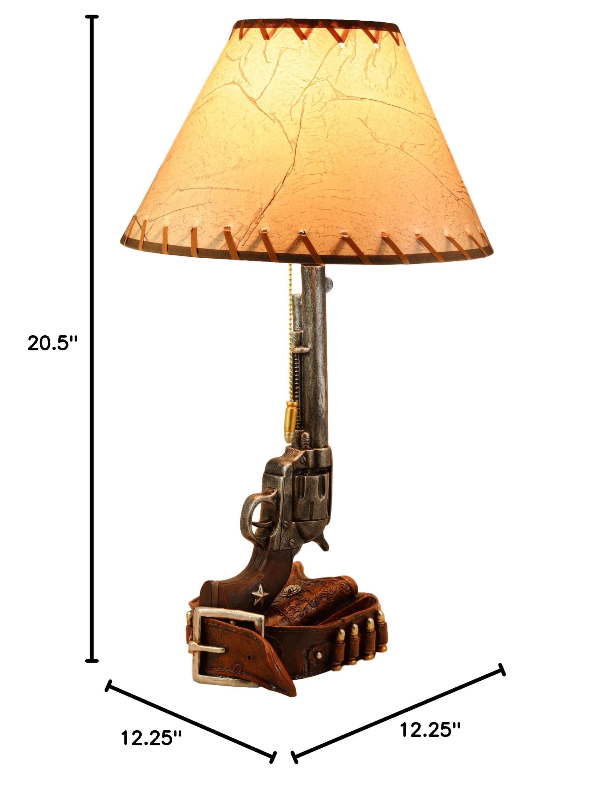 Ebros Western Six Shooter Revolver Gun Lamp with Holster & Ammo Belt - 20.5