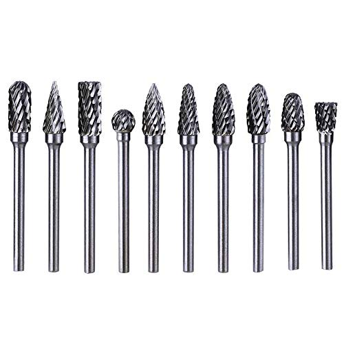ASNOMY 10-Piece Double Cut Carbide Rotary Burr Set - 1/8