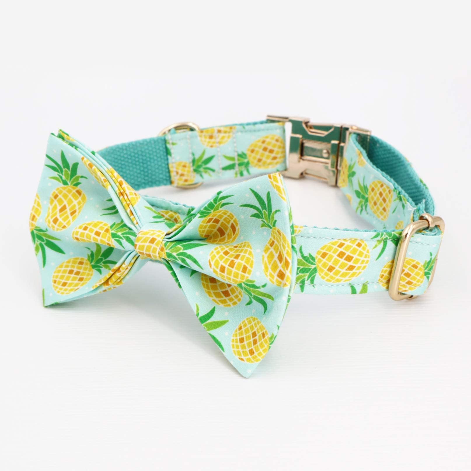 Pineapple Dog Collar with Bow - Adjustable Pet Collar for Small & Medium Dogs - Perfect for Weddings, Parties & Special Occasions
