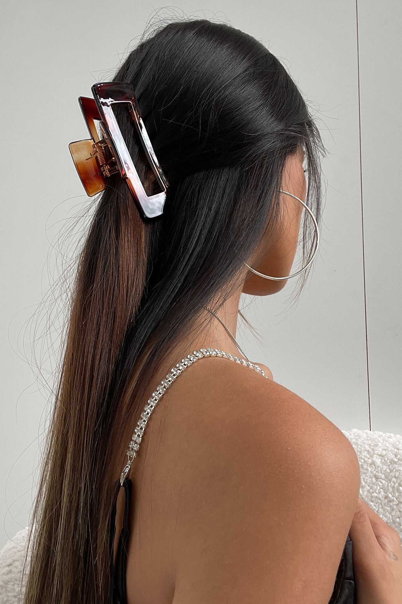 Mika Hair Claw Clip - Brown Glossy Hair Clamp for Women | Strong Hold Hair Accessories for Ponytails, Buns & Updos | Perfect for Work, Gym & Everyday Styling