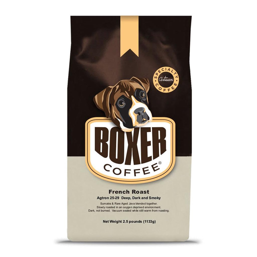 Premium Boxer Coffee Dark Roast Whole Bean Coffee - French Roast 2.5 LB Bag - Specialty Grade Gourmet Artisan Coffee for Home Brewing & Espresso - Perfect for Coffee Lovers & Gifts