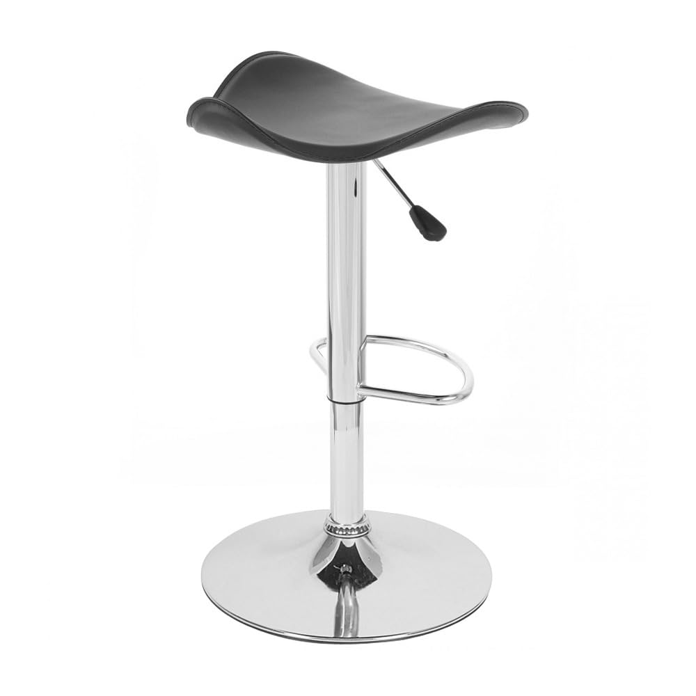 Gamma Contemporary Leather Adjustable Barstool - Black Licorice | Modern Kitchen & Bar Seating Solution