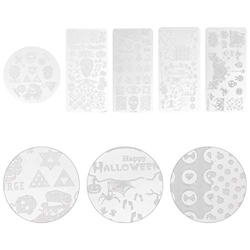 SOLUSTRE 5Pcs Halloween Nail Art Stamping Plates - Ghost & Skull Design Nail Stamping Templates with Stamper for Professional Manicure | Perfect for Halloween, Gothic Nail Art & DIY Nail Designs