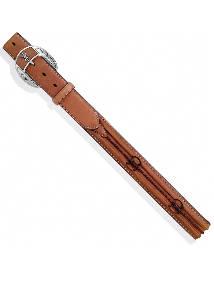 Justin C10817 Men's Fenced In Belt - Genuine Leather Dress Belt for Business & Casual Wear - Dark Brown - Perfect for Office, Wedding & Formal Occasions