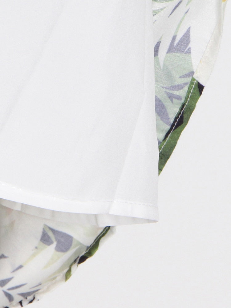 Women's Backless Print Dress - Square Collar Sleeveless High Waist Tunic with Folds | Summer Flowy Dress for Beach, Party & Casual Wear