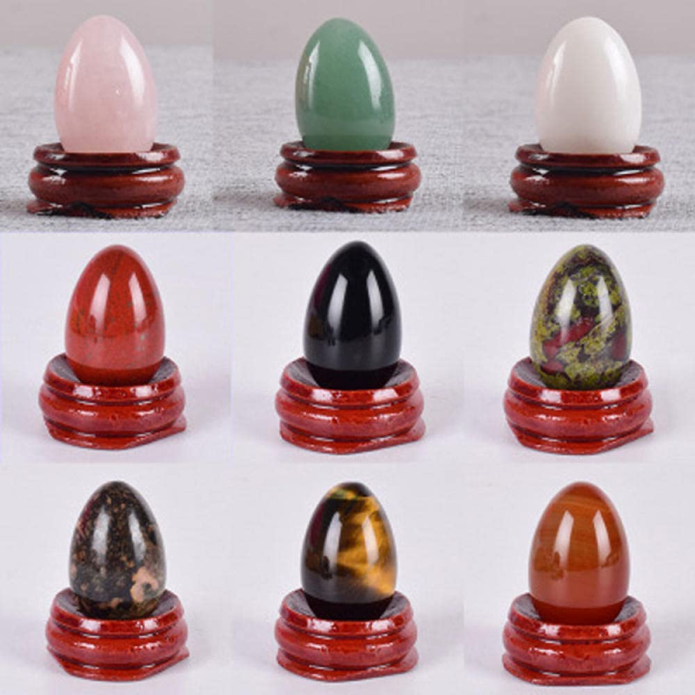 Natural Jade Yoni Egg for Kegel & Pelvic Floor Exercises - Undrilled Rose Quartz & Red Jasper Egg (45x30mm) - Enhance Intimate Wellness & Feminine Energy at Home or Yoga Practice