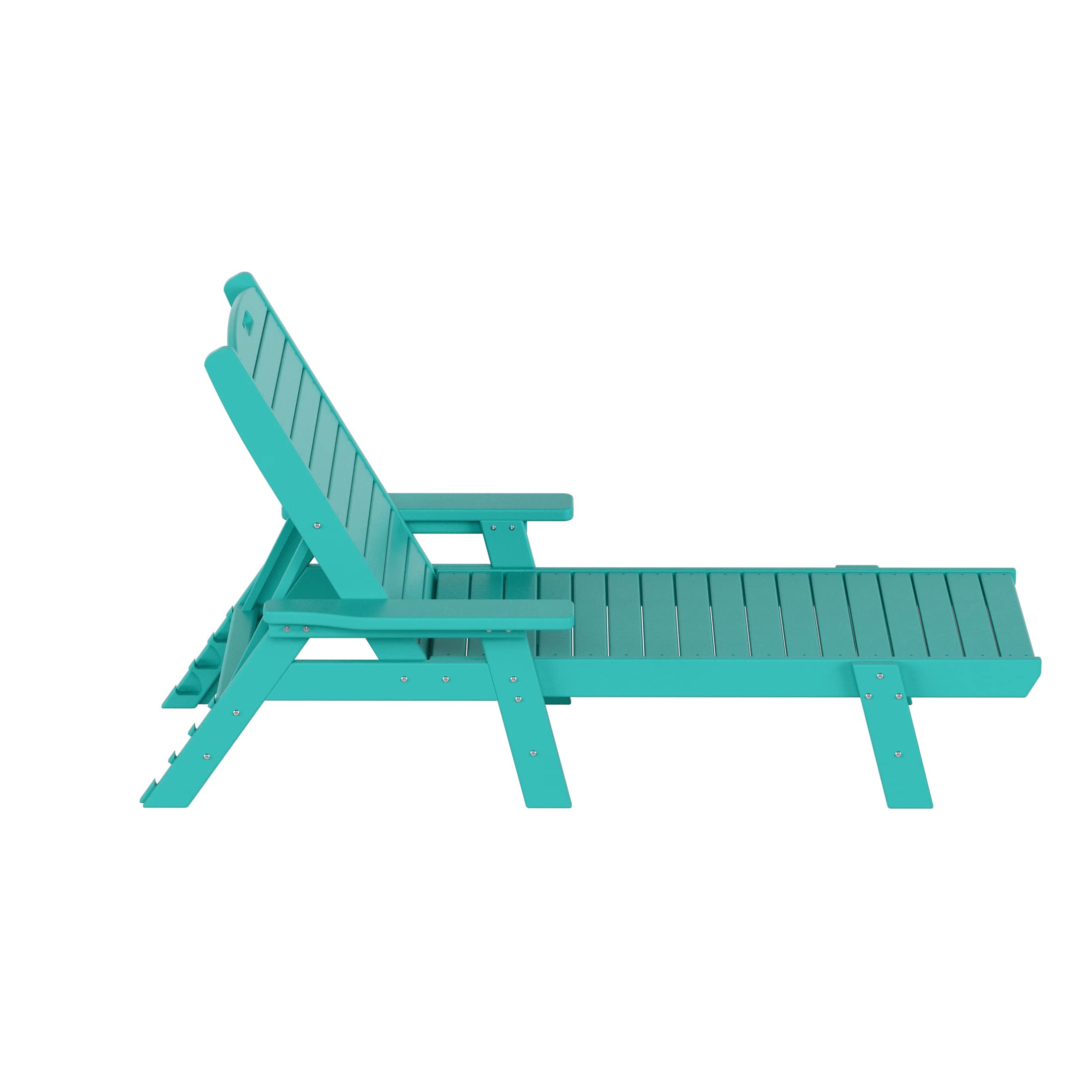 **WO Home Furniture HDPE Adirondack Reclining Chaise Lounge – Durable Poly Lumber Outdoor Chair with Armrests – UV & Weather Resistant for Patio, Backyard, Beach, Poolside, Porch – Perfect for Relaxing in Turquoise**