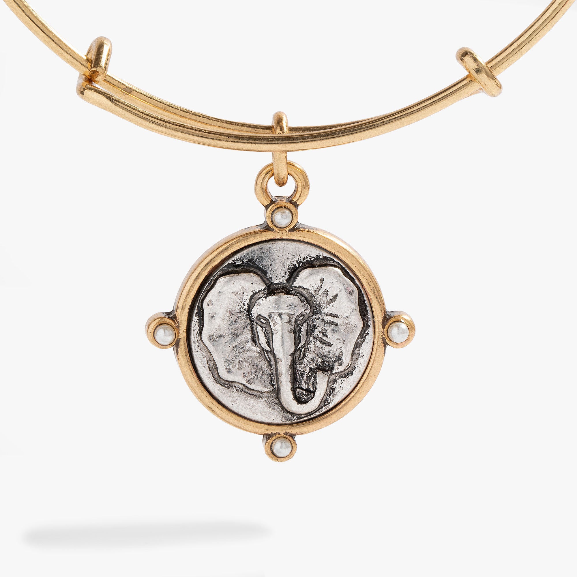 Elephant Charm Bangle Bracelet - Sterling Silver Adjustable Handmade Jewelry for Women - Perfect for Boho Style, Gift Giving & Everyday Wear