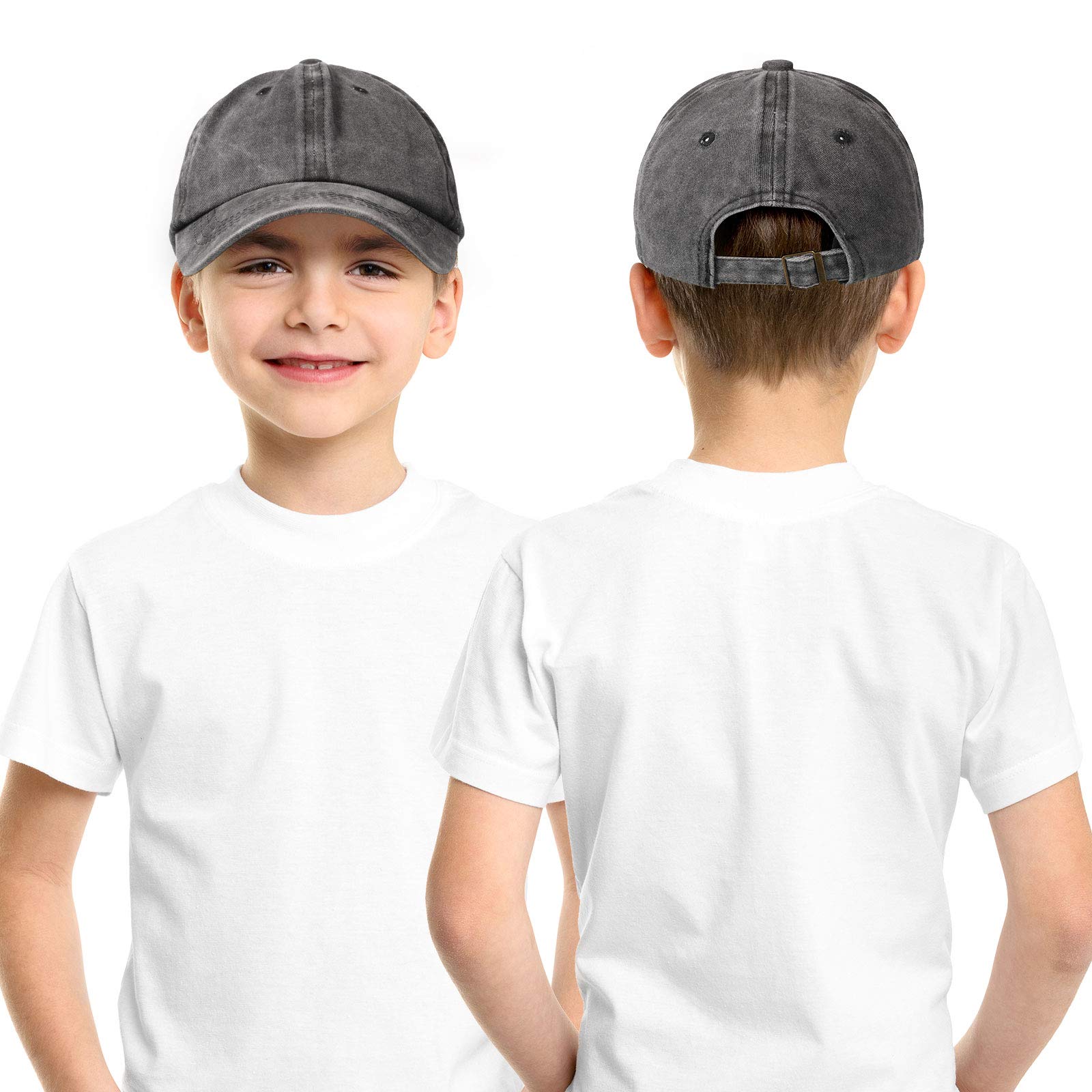 4-Pack Distressed Wash Kids Baseball Hats - Adjustable Toddler Trucker Caps for Boys & Girls - Perfect for Summer Outdoor Play, Sports & Casual Wear