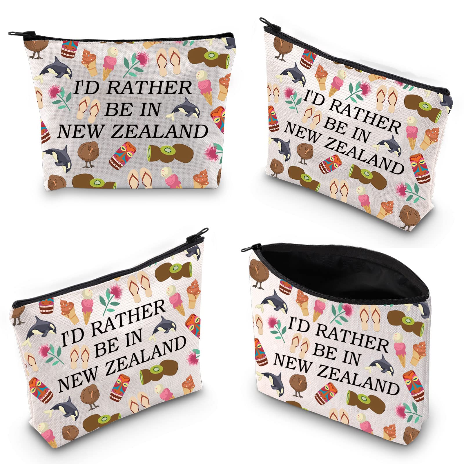 XYANFA New Zealand Themed Travel & Makeup Bag for Women - Perfect Gift Idea with 'I'd Rather Be In New Zealand' Design - Ideal for Vacation, Beach Trips & Cosmetic Organization