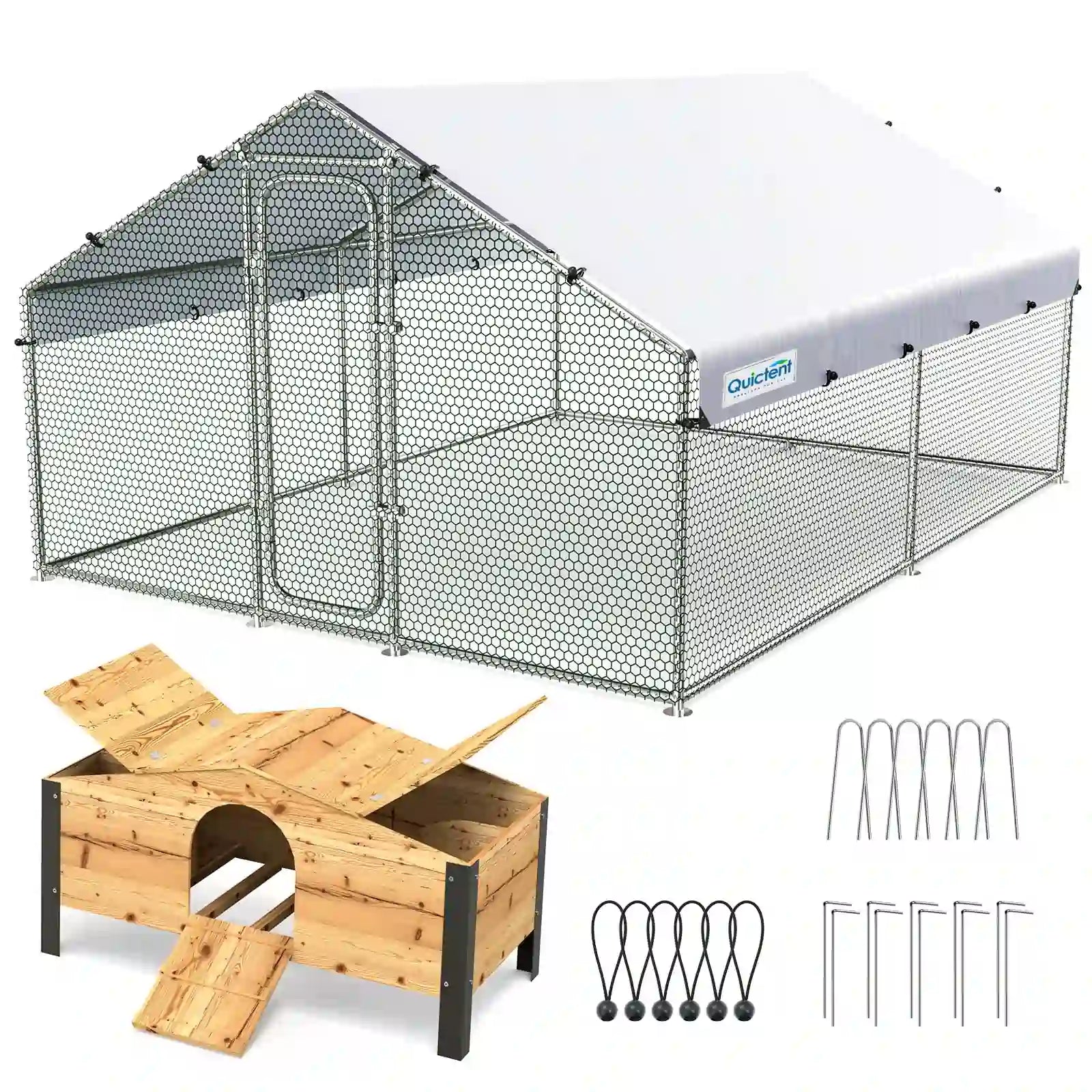 Large Metal Chicken Coop Run - Durable Outdoor Poultry Pen for Hens & Roosters - Perfect for Backyard Farming & Free Range Chicken Keeping