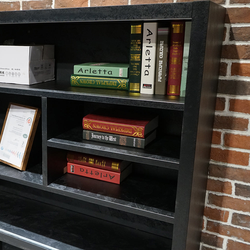 DAXTON 2.4M Black Concrete Display Unit - Modern Retail Shelf for Store, Boutique & Showroom Organization