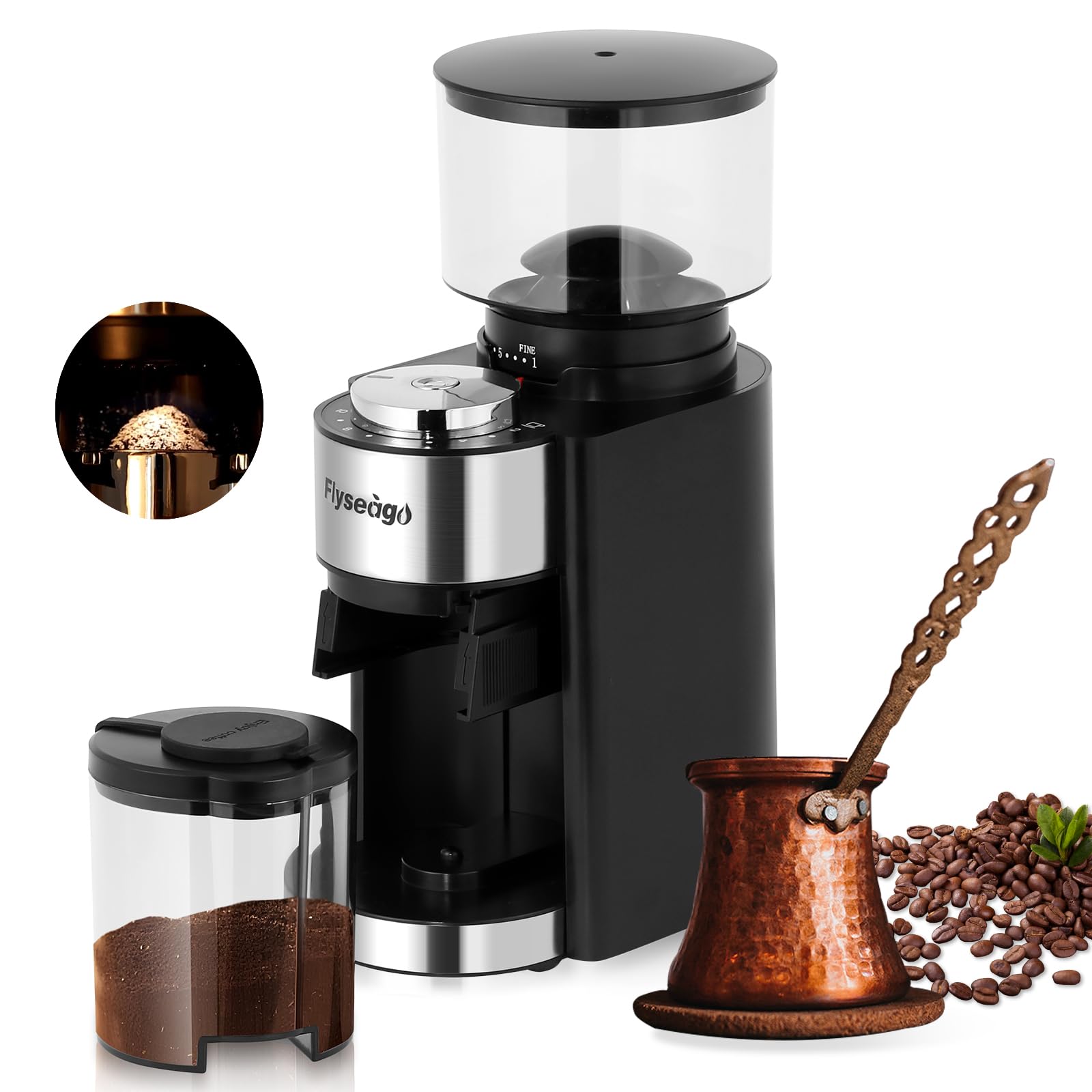 Premium Electric Conical Burr Coffee Grinder - 25 Adjustable Settings for Espresso, French Press, Drip & Turkish Coffee - Grinds 2-12 Cups - Perfect for Home Baristas & Coffee Enthusiasts - Ideal for Morning Brews, Office Use & Entertaining Guests