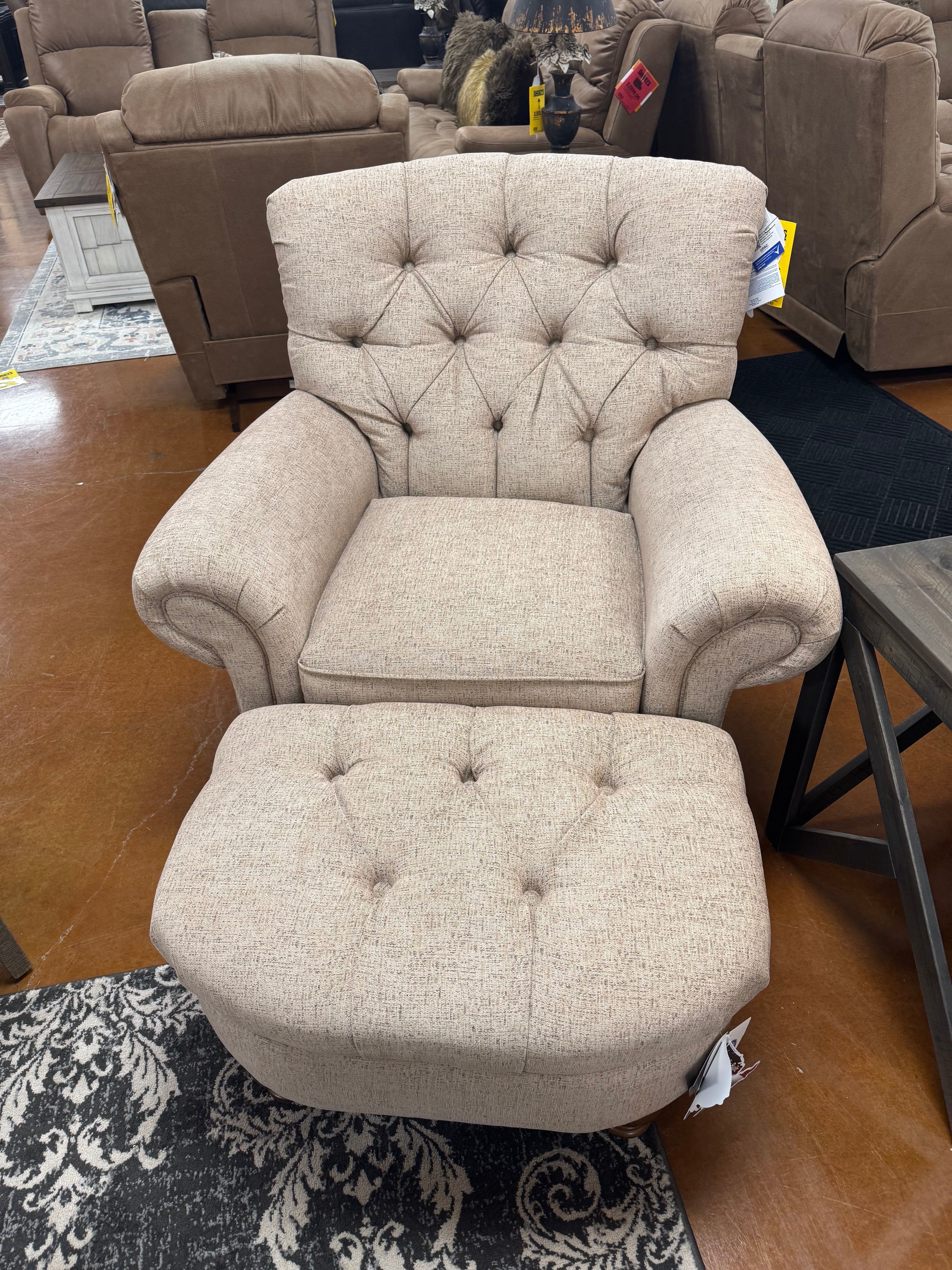 Christabel Blush Chair and Ottoman Set 7010DW/0070DW - Modern Accent Furniture for Living Room, Bedroom, or Office - Perfect for Relaxing, Reading, and Decorating