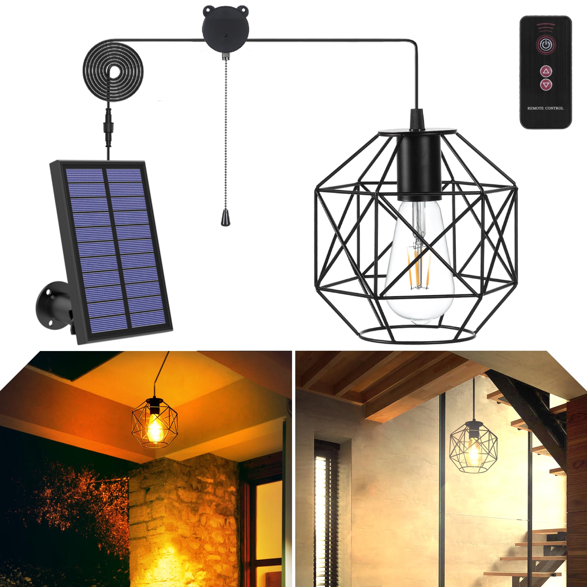 Solar Hanging Lights Waterproof for Outdoor & Indoor - Home, Shed, Garage