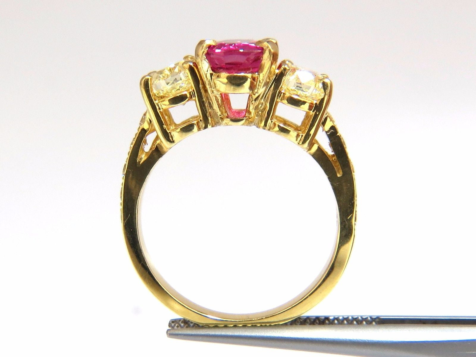 GIA Certified 4.53 Carat Natural No Heat Red Ruby & Diamond Ring in 18K Yellow Gold - Elegant Engagement, Anniversary Gift for Women