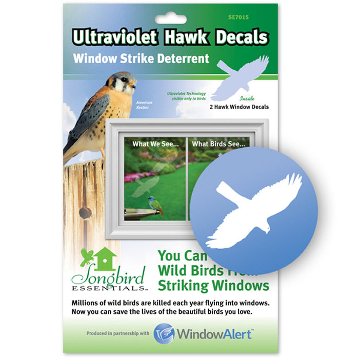 Premium Hawk WindowAlert Decals - UV Reflective Bird Deterrent Stickers for Windows (6-Pack) | Prevent Bird Collisions | Ideal for Homes, Offices & Glass Buildings