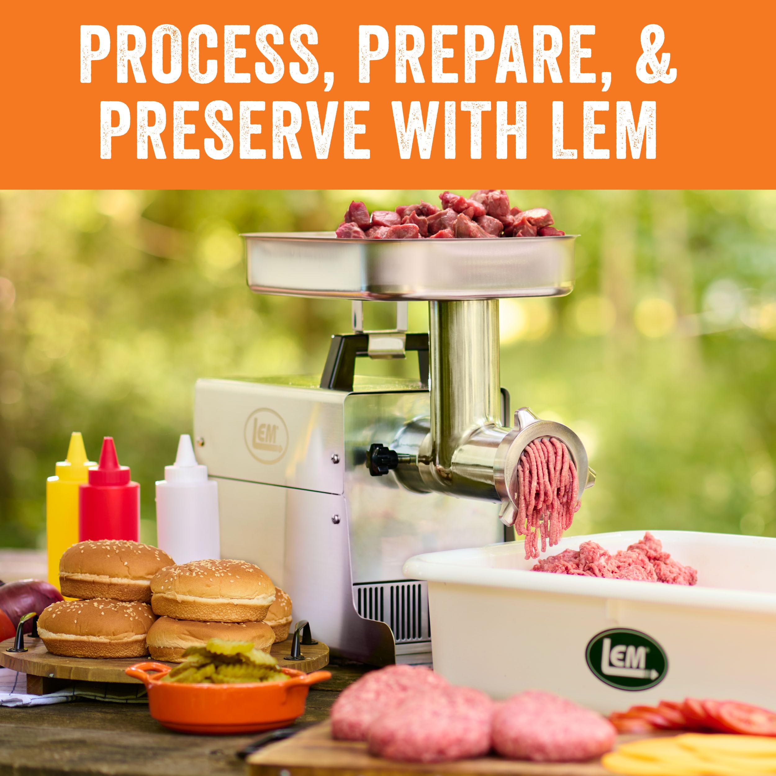 LEM Products BigBite #8 0.5HP Stainless Steel Electric Meat Grinder - Dual Grind Technology for Home Kitchen & Commercial Use - Perfect for Grinding Beef, Pork, Sausage & More