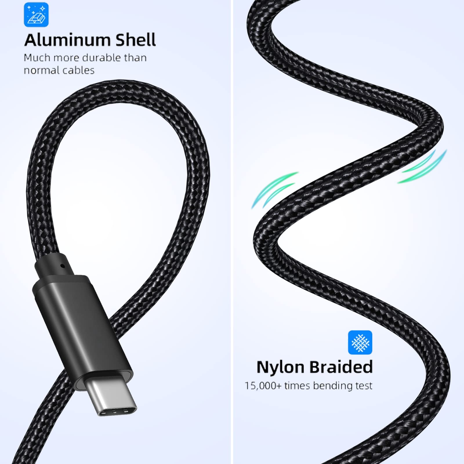 3 Pack USB-C to Micro USB Cable 3.3ft - Fast Charging & Data Sync Braided Nylon Cable for Kindle, PS4, Xbox One, Samsung Galaxy S7/S6/S5, GPS Devices - Durable OTG Charger Cord for Home, Office & Travel Use