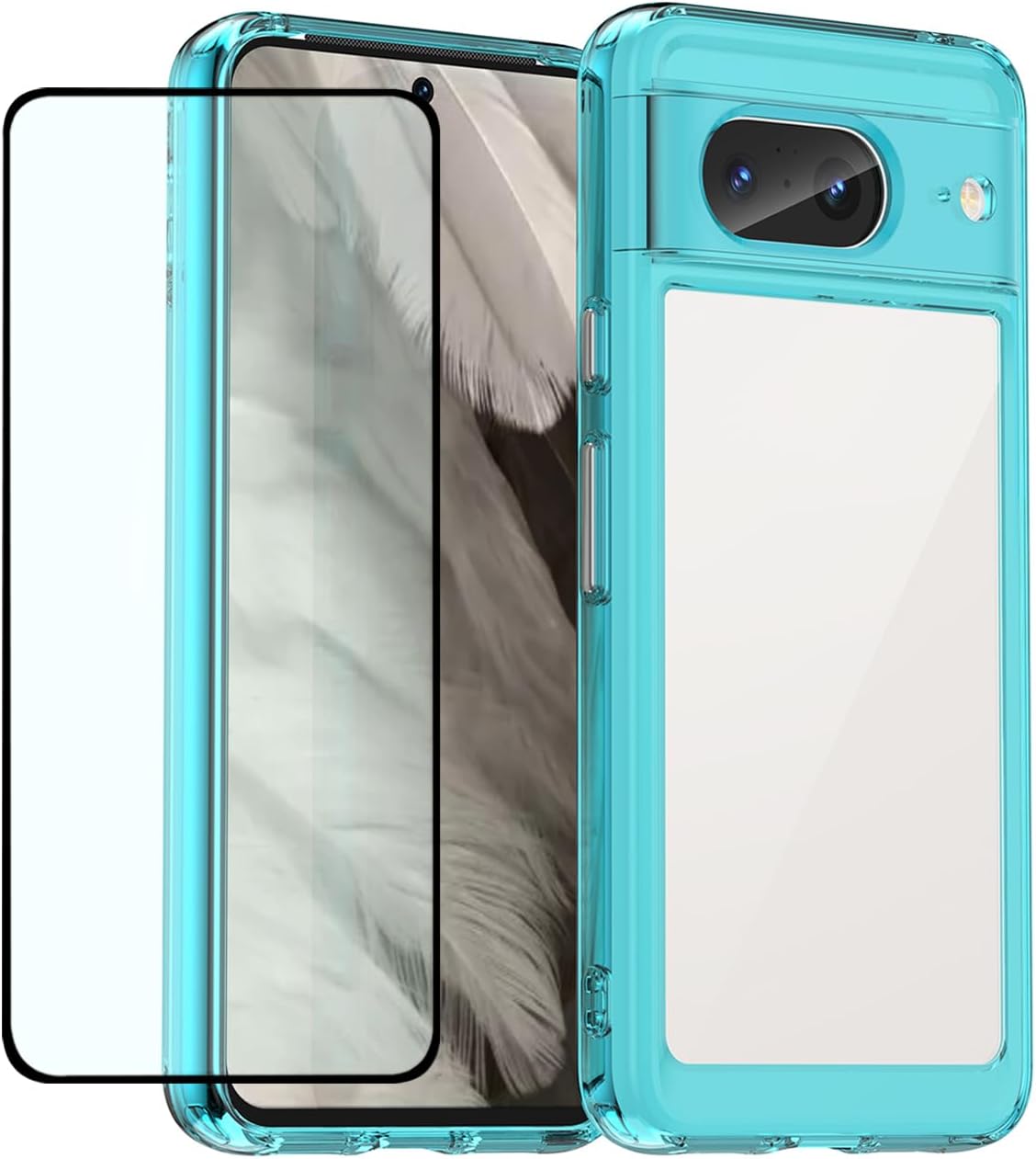 Google Pixel 8 Case with HD Screen Protector - Shockproof Soft Bumper & Crystal Clear Hard Back Cover - Perfect for Daily Use, Outdoor Activities and Travel Protection