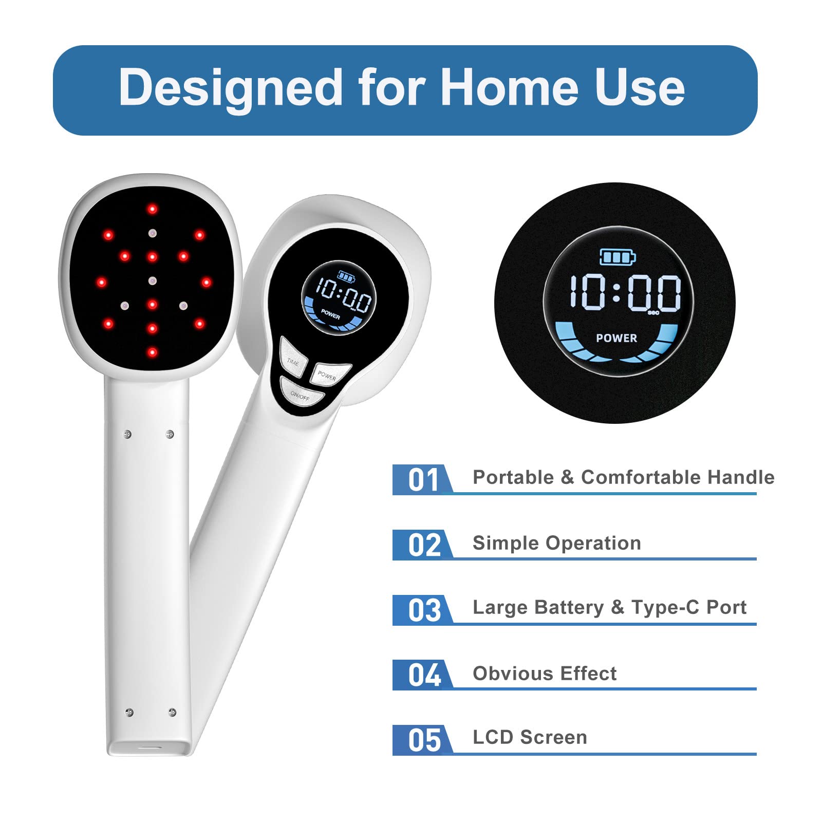 LASEPREHT Handheld Red Light Therapy Device - 650nm & 808nm Infrared Pain Relief for Muscle & Joints - Portable Therapy for Home, Gym & Travel Use