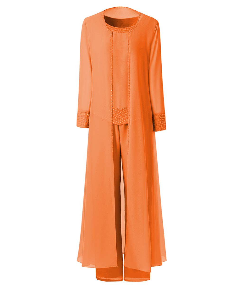 Elegant Beaded Chiffon 3-Piece Women's Pant Suit Set - Mother of the Bride Jumpsuit with Jacket | Formal Wedding Guest Outfit & Special Occasion Dresses