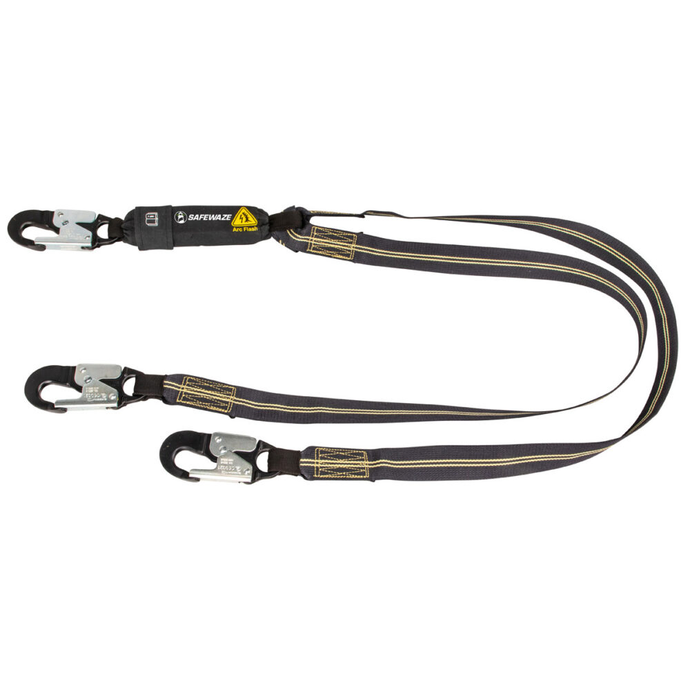 Arc Flash 6' Energy Absorbing Safety Lanyard - Aramid Fiber, Dual Leg with Aluminum Snap Hooks - Fall Protection for Electrical Work & Industrial Safety