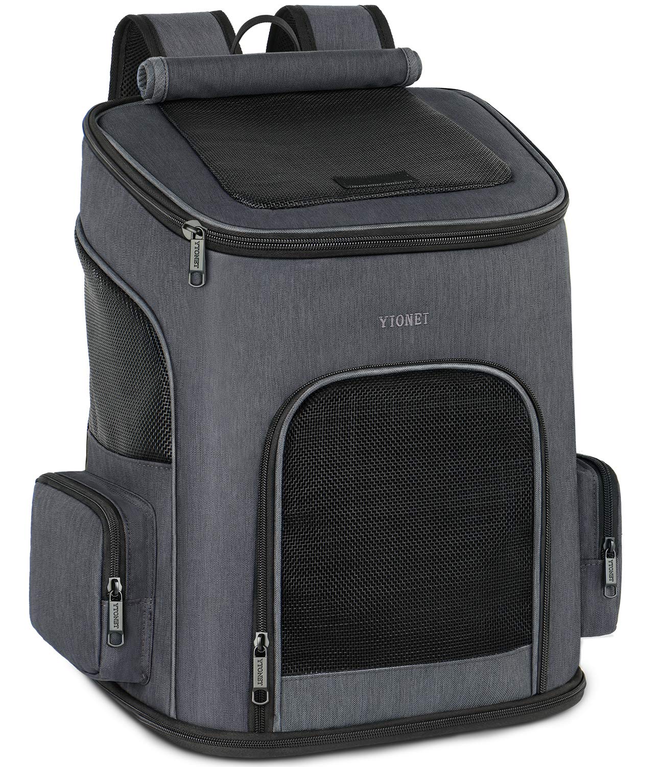 Ventilated Cat Backpack Carrier for Small Cats & Dogs - Travel Safe Pet Carrier with Adjustable Safety Straps - Ideal for Hiking, Walking, Air Travel & Outdoor Adventures - Black