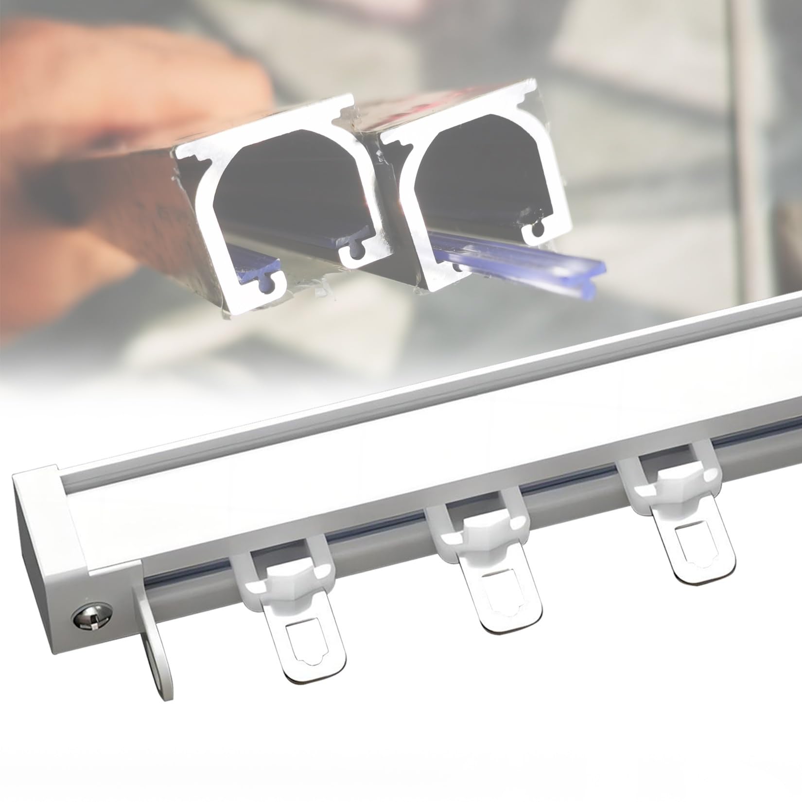 Room Divider Curtain Track - 0.5M to 6M Ceiling/Wall Mount Silent Sliding Curtain Rod Set - White Aluminum RV & Shower Curtain Rails (260cm) - Perfect for Home, Office, RV & Bathroom Privacy Solutions