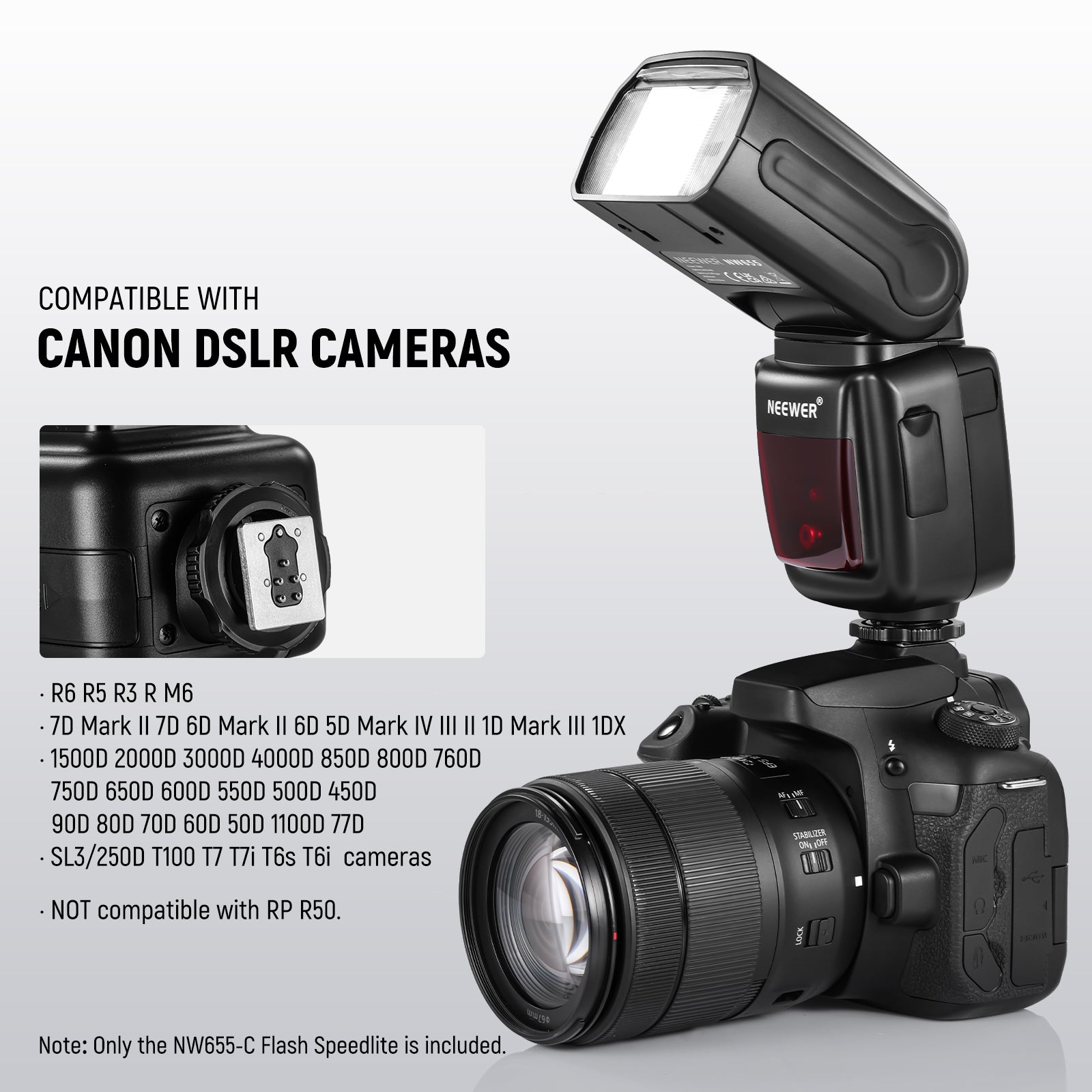NEEWER NW655 TTL Flash Speedlite for Canon Nikon Sony DSLR Cameras - Professional Photography Lighting for Portraits, Events & Studio Shoots