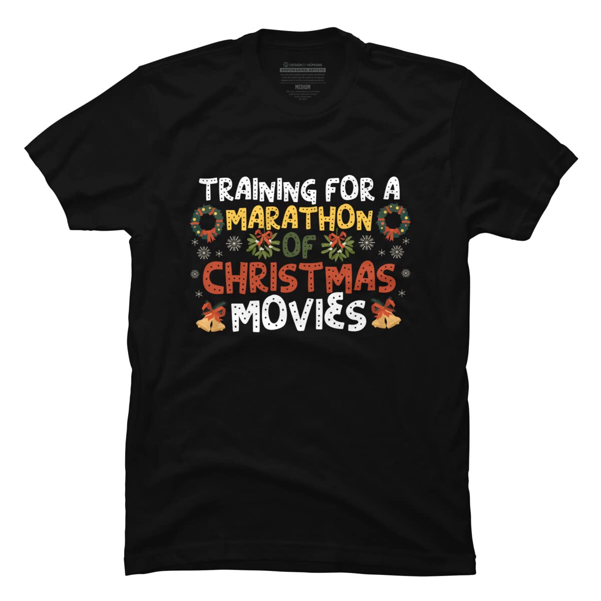 Design By Humans Men's Marathon Christmas Movies Training Graphic T-Shirt - Funny Holiday Movie Lover Tee for Gifts, Parties & Casual Wear