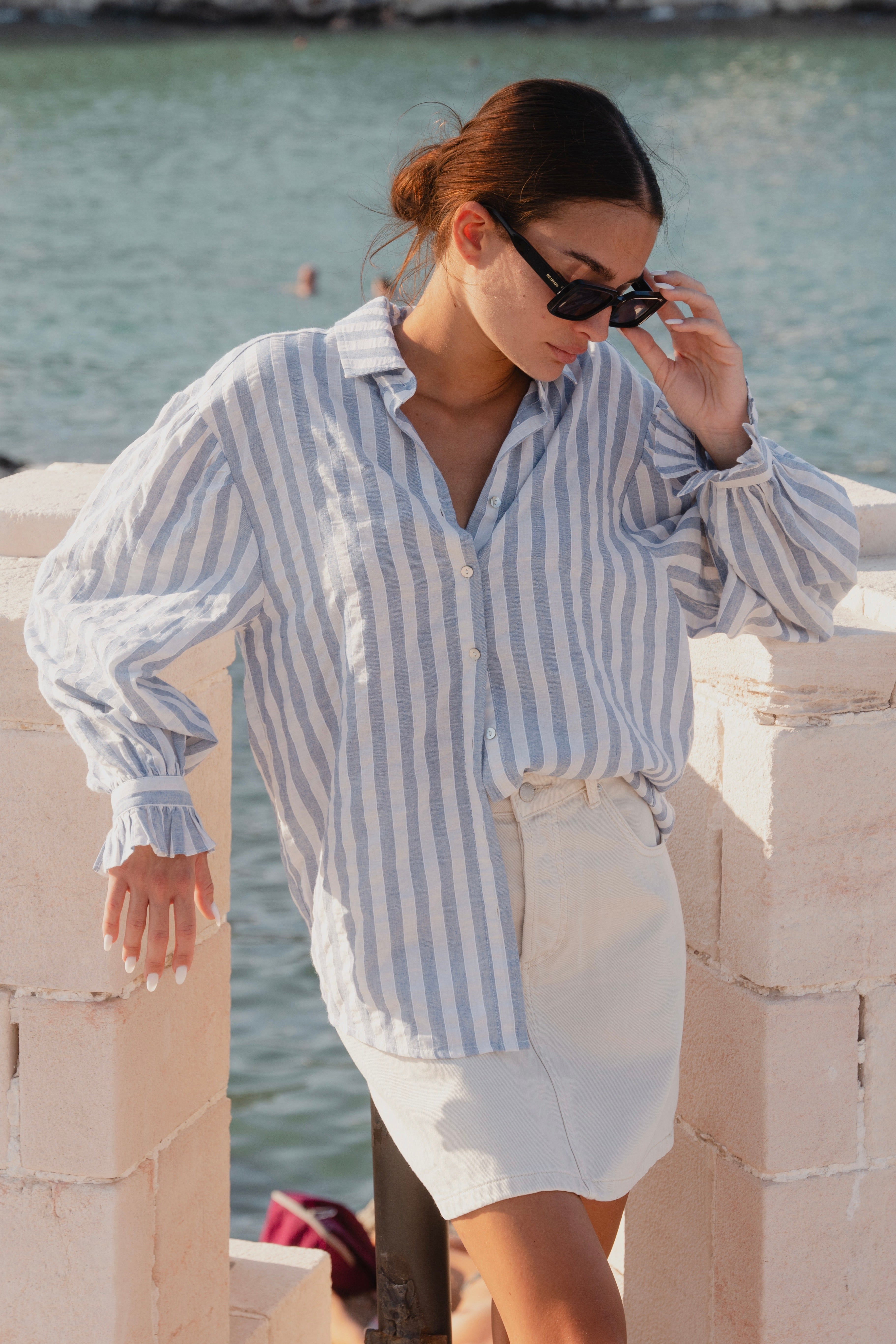 Stylish Blue Stripe Drop Shoulder Long Sleeve Shirt for Men & Women | Casual Comfort Wear for Everyday Outfits, Office & Weekend Looks