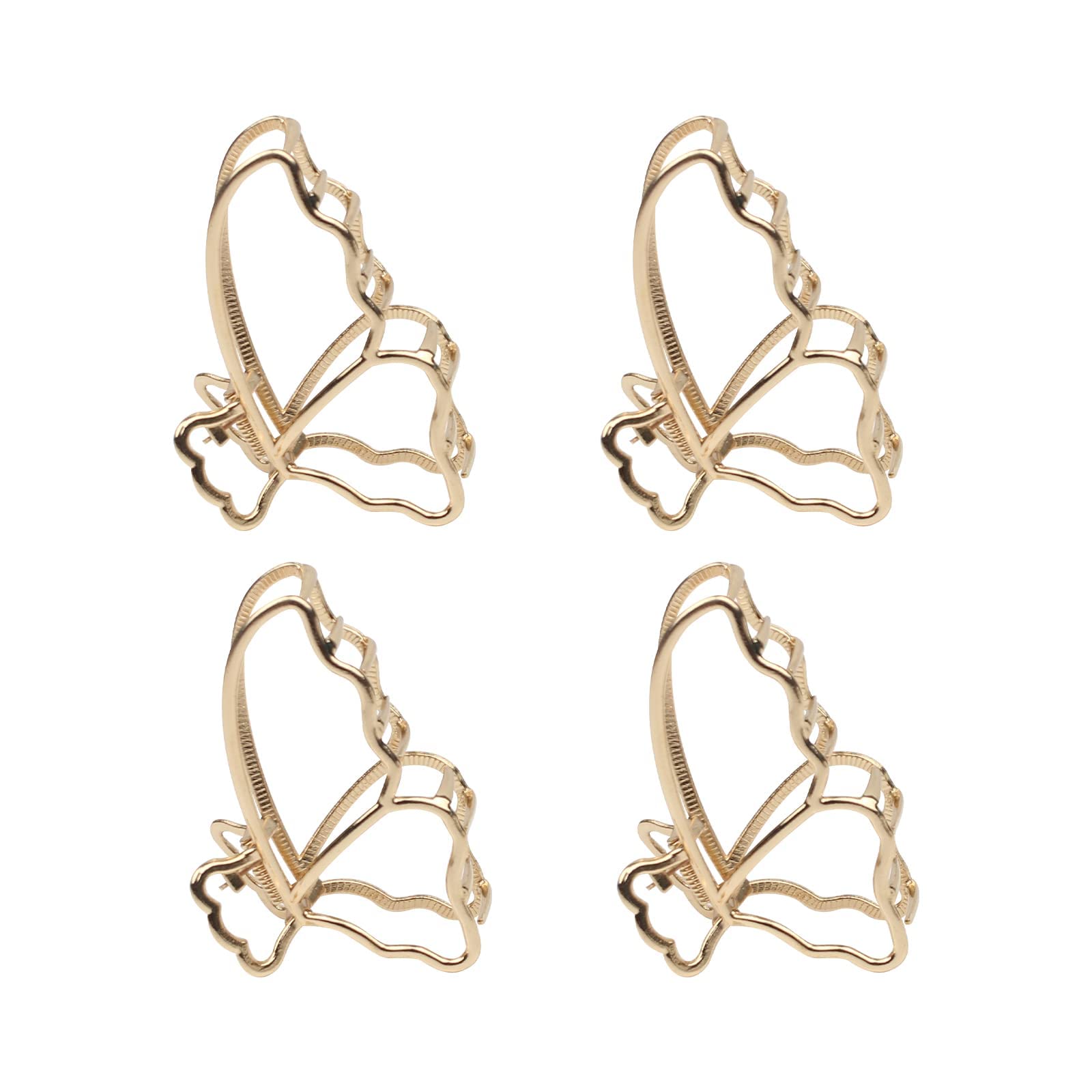 STYLEDOSE Women's Metal Claw Hair Clips - 4 Pack Gold Butterfly Hair Clutchers for Girls & Women | Hair Accessories for Ponytails, Buns & Updos