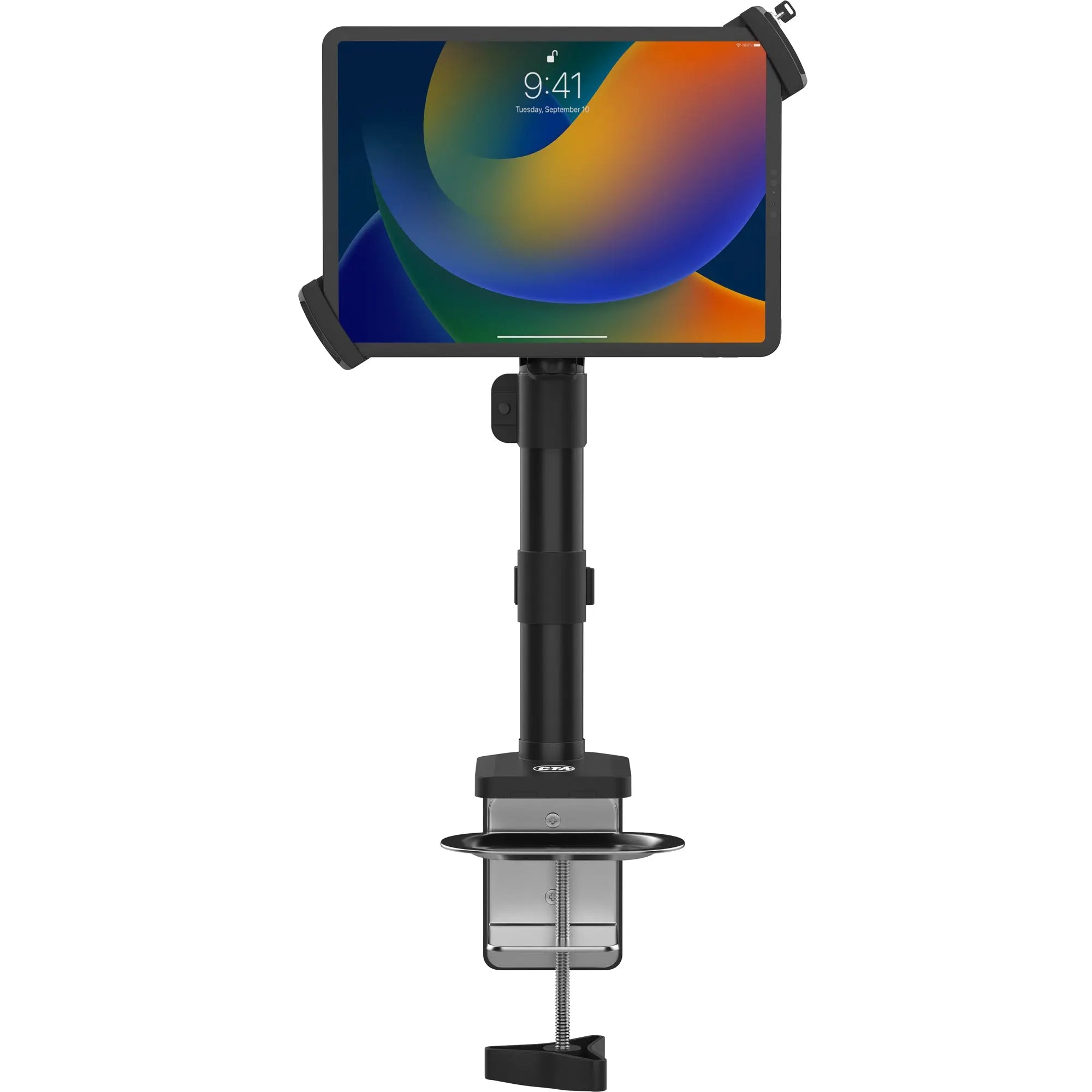 Adjustable Articulating Desk Clamp Mount with Secure Enclosure - Perfect for Monitors, Laptops, and Tablets in Home Office & Gaming Setups