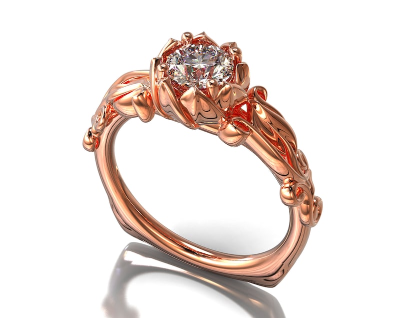 Rose Gold Solitaire Moissanite Engagement Ring for Women - 1 Carat D Color VVS1 Clarity Diamond Alternative - Perfect for Proposals, Weddings & Anniversary Gifts