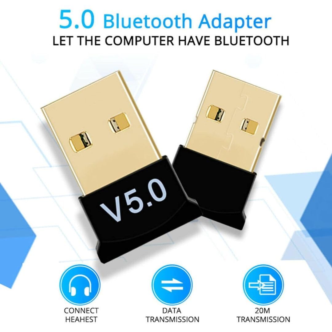 Nano USB Bluetooth 5.0 Adapter for PC Laptop - Wireless Audio & Device Connector for Windows 10/8/7