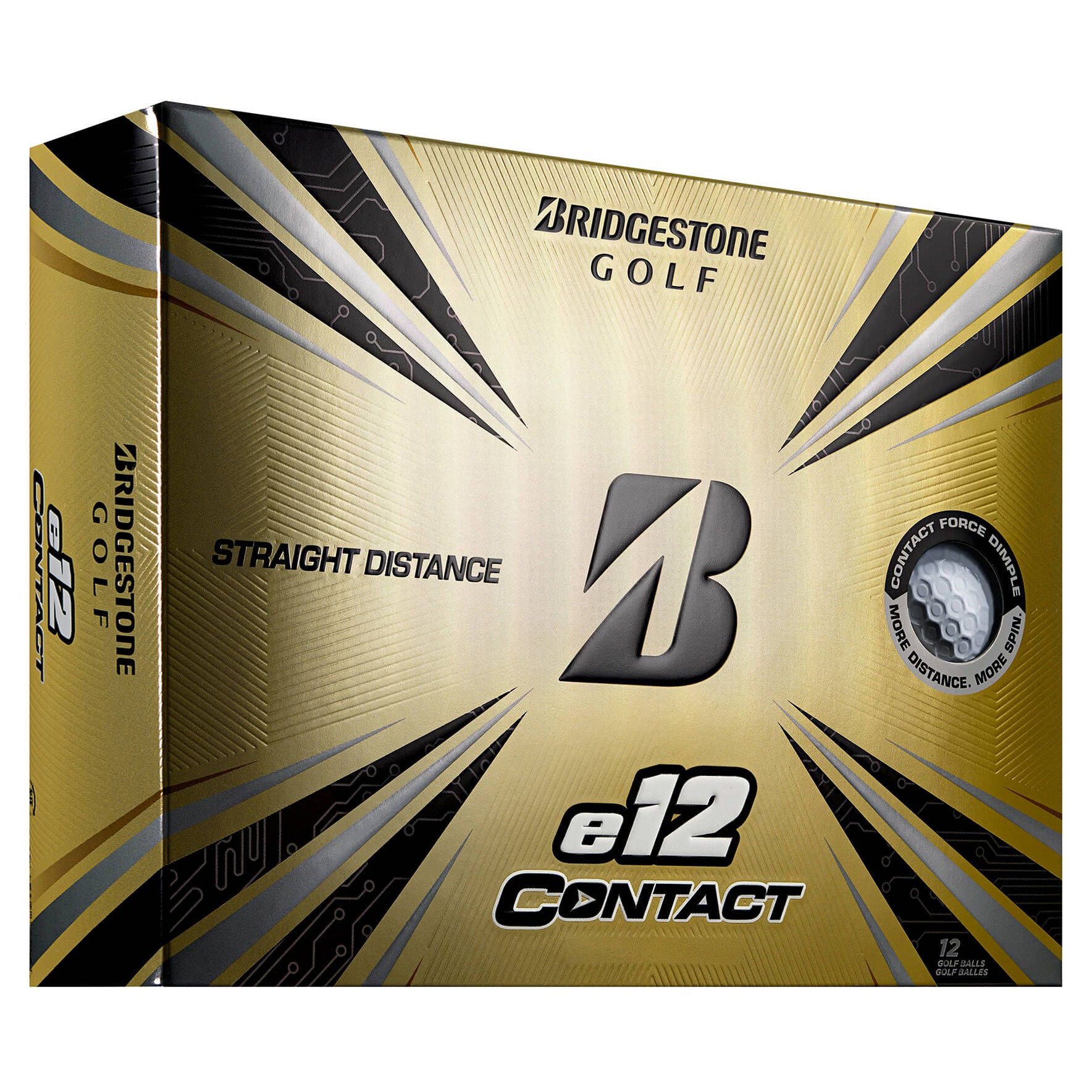 Bridgestone e12 Contact Golf Balls - Premium High Performance Golf Balls (12 Pack/Dozen) for Distance & Control - Perfect for Tournaments, Practice & Casual Play