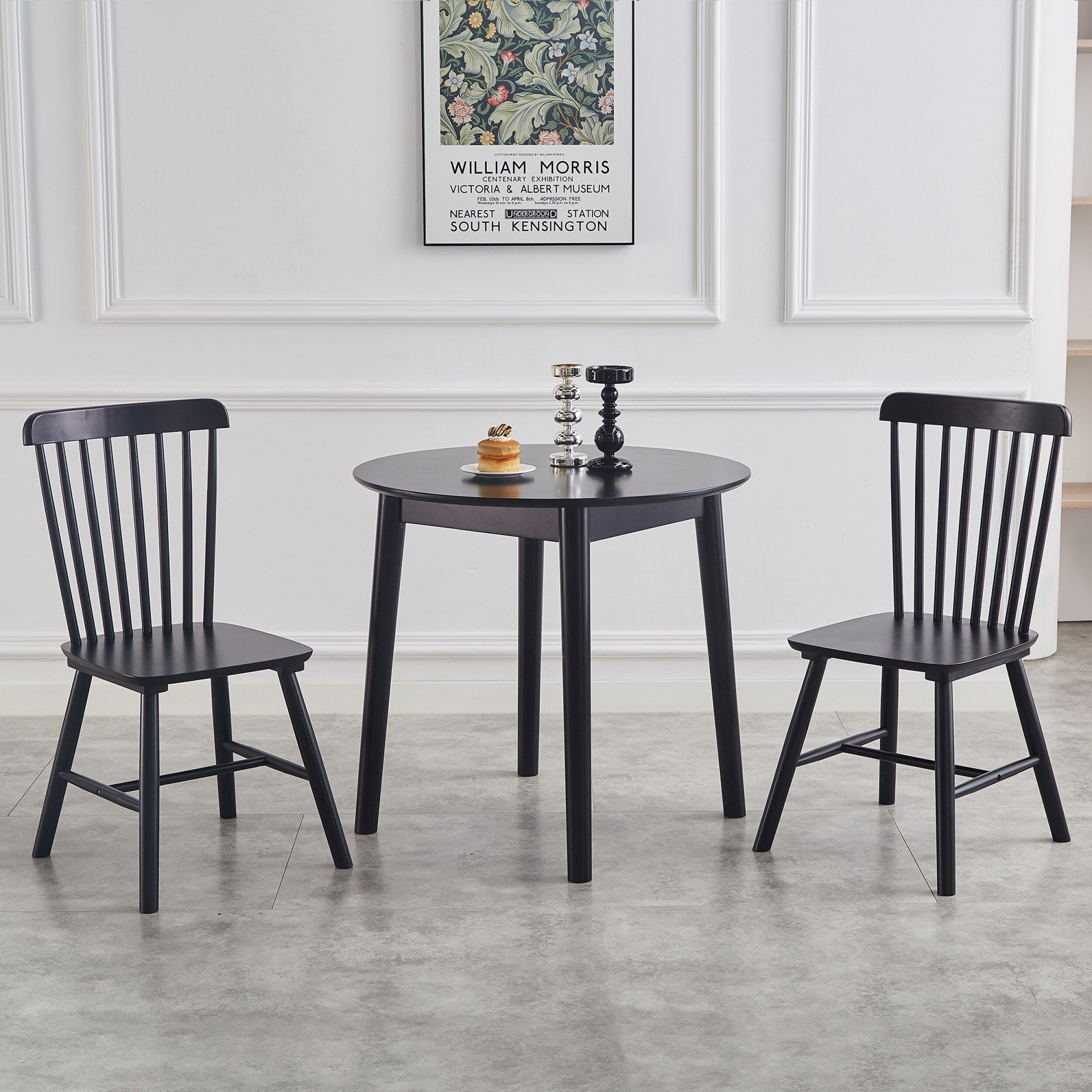 42.01 Inch Round Kitchen Dining Table for 4 - MDF Top with Wood Veneer & Rubberwood Legs - Perfect for Small Spaces, Breakfast Nook, and Cozy Family Meals